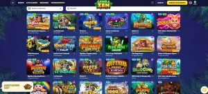 Current GambleZen casino lobby with category navigation and game tiles