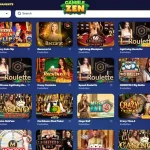 Current GambleZen live casino lobby with dealer table categories visible